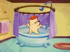 Dexter pegándose un baño