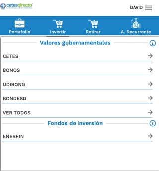 Opciones de inversión en Cetesdirecto