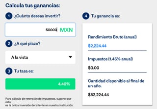 Tabla de rendimientos en SuperTasas